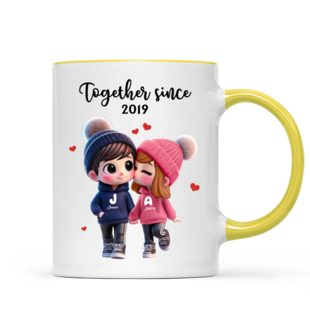 Cute Cartoon Couple Together Since Personalized Mug, Gift for him, Gift for her - Image 14
