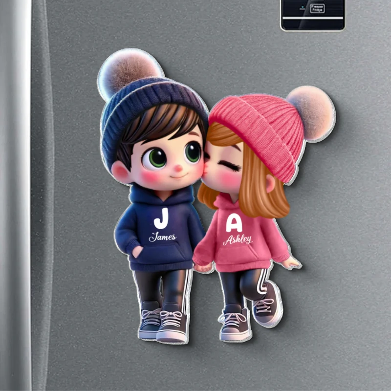 3D Effect Cute Cartoon Couple Walking Personalized Acrylic Fridge Magnet, Gift for him, Gift For Her - Image 8