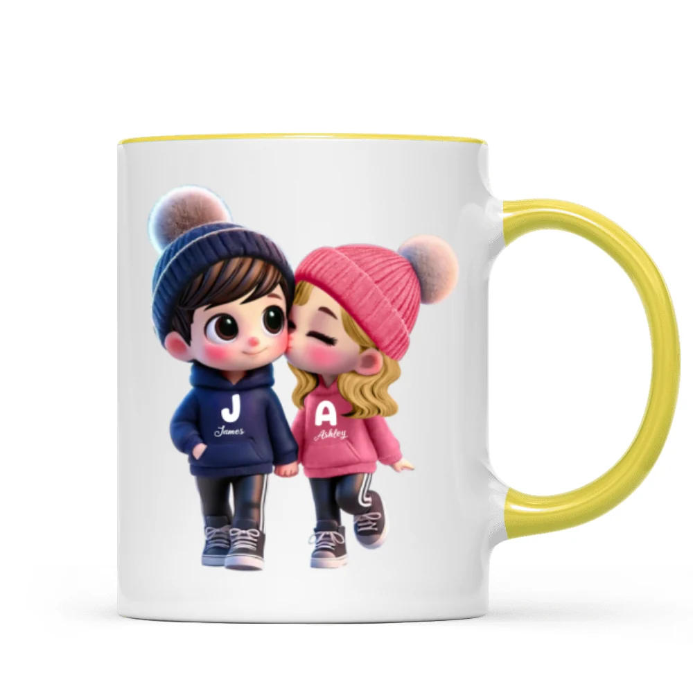 3D Effect Cute Cartoon Couple Walking Personalized Mug, Perfect Valentine'Day Gift for him, Gift for her - Image 15