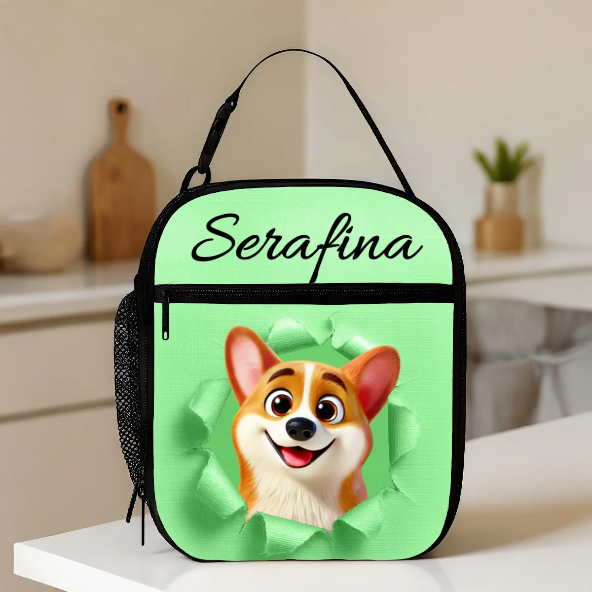 Cute Cartoon Dog Custom Name Personalized Insulated Kid Lunch Bag, Back to School Lunch Bag for Kids - Image 11