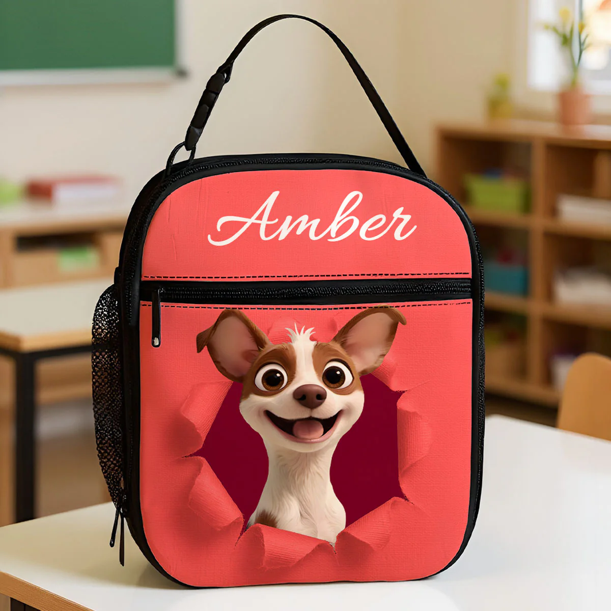 Cute Cartoon Dog Custom Name Personalized Insulated Kid Lunch Bag, Back to School Lunch Bag for Kids - Image 5