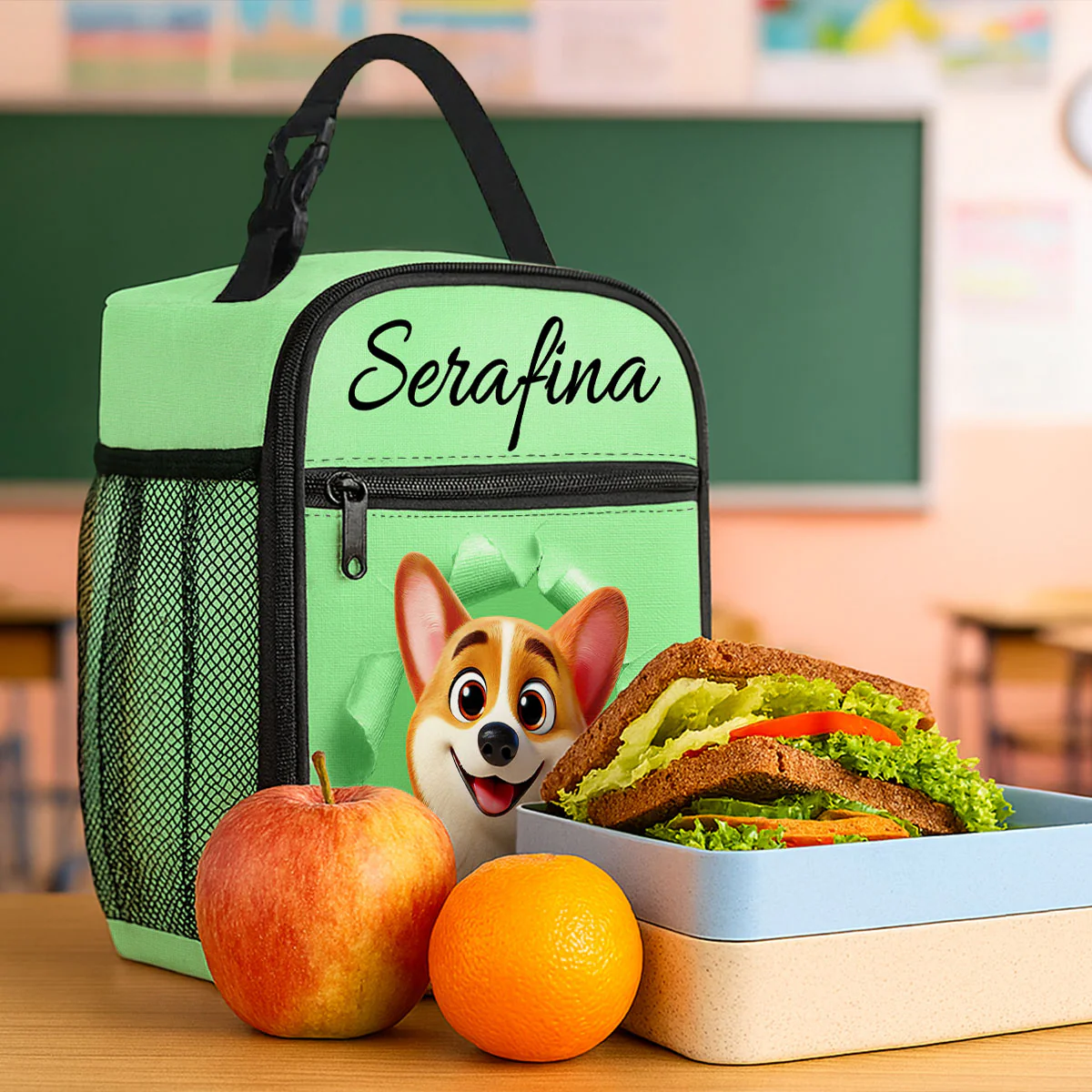 Cute Cartoon Dog Custom Name Personalized Insulated Kid Lunch Bag, Back to School Lunch Bag for Kids - Image 6