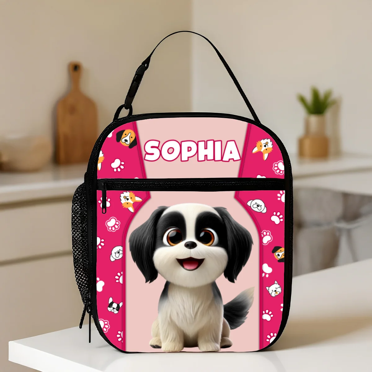 Cute Cartoon Dogs Cats Personalized Insulated Lunch Bag for Kids, Back to School Gift for Kids - Image 12