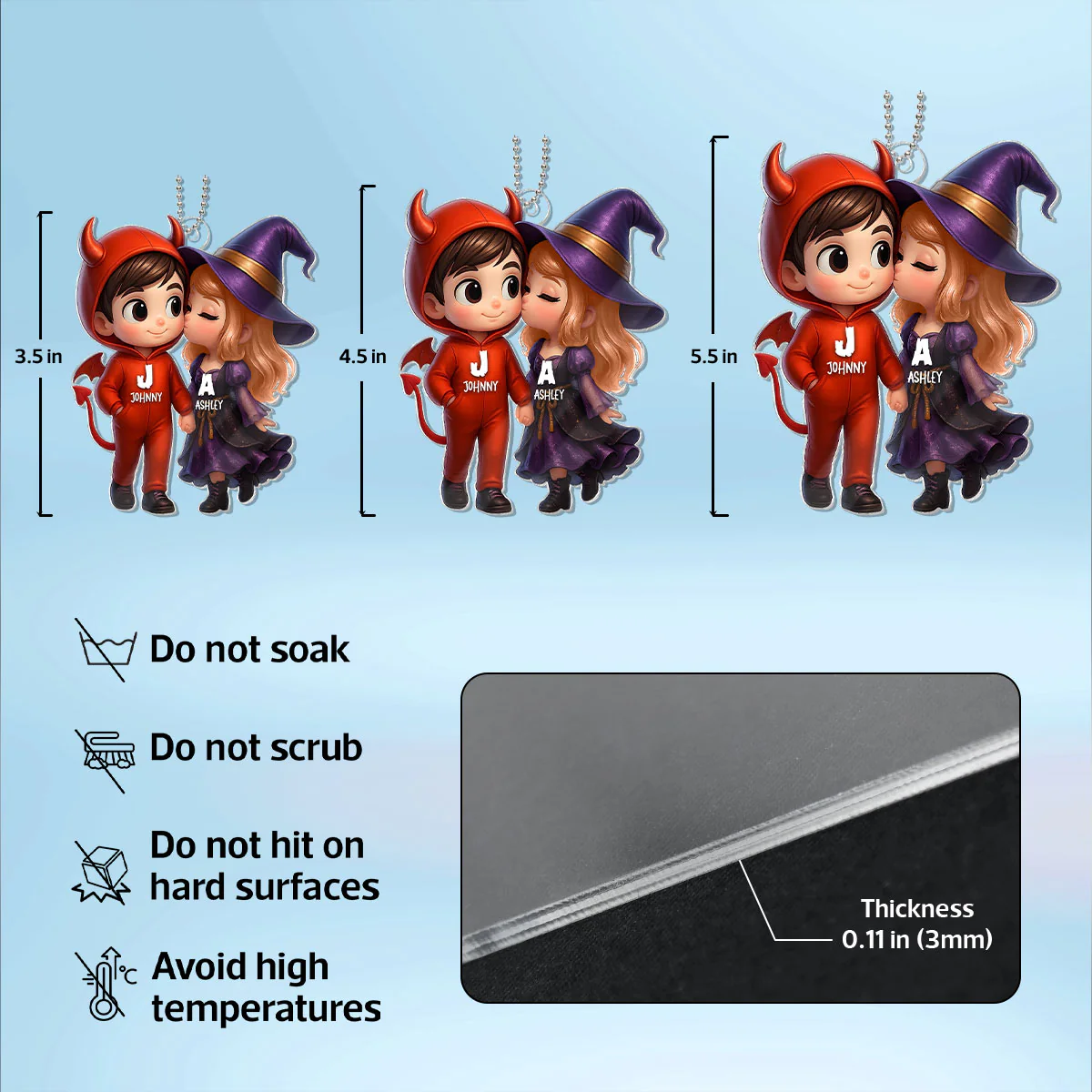 Cute Cartoon Halloween Couple Personalized Acrylic Ornament,Halloween Tree Decoration - Image 8