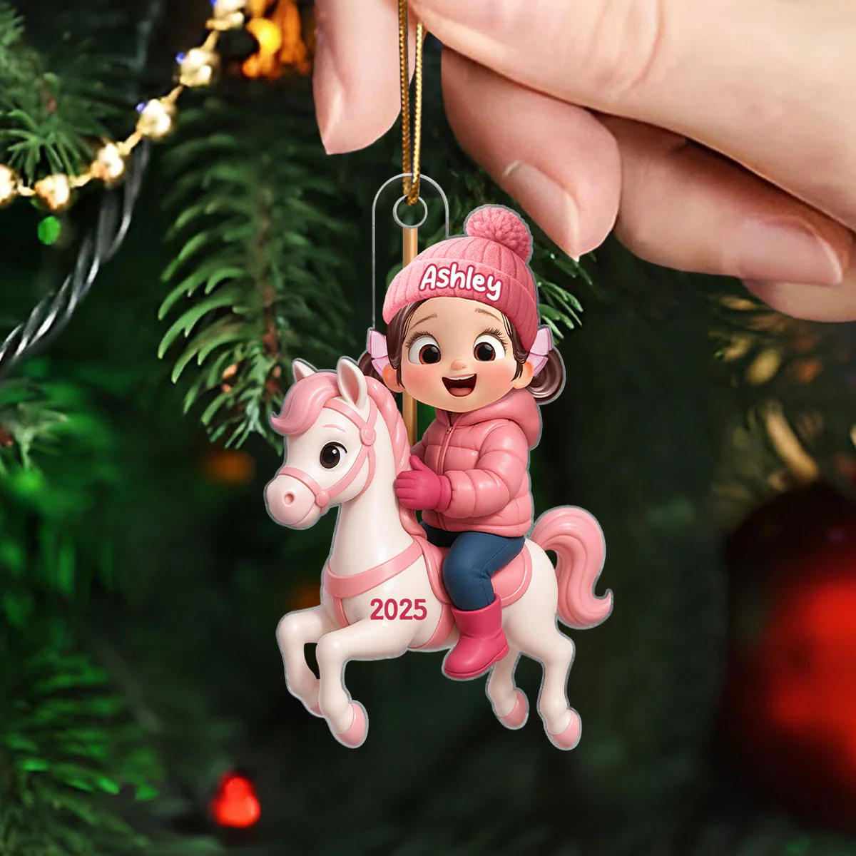 Cute Cartoon Kid On Horse Christmas Personalized Acrylic Ornament, Perfect Chrismas Gift For Kids, Grandkids - Image 7