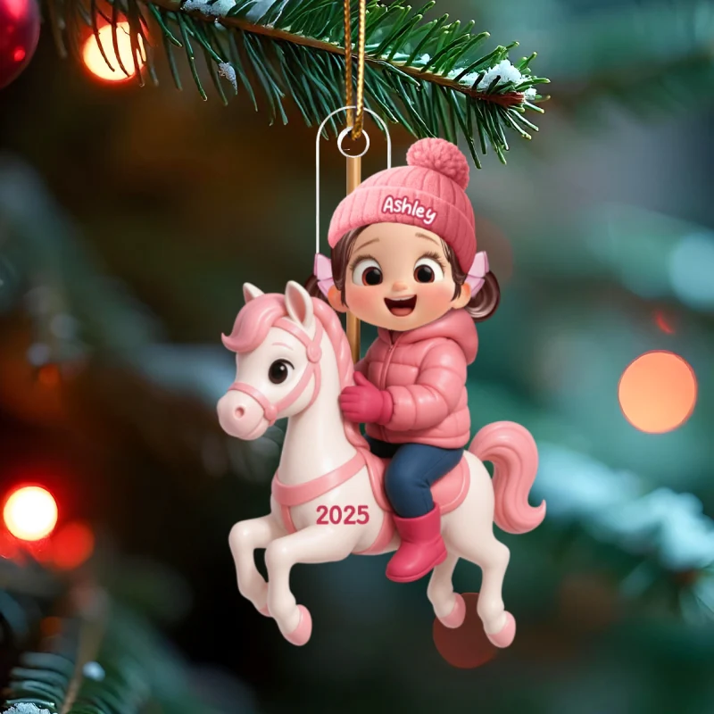 Cute Cartoon Kid On Horse Christmas Personalized Acrylic Ornament, Perfect Chrismas Gift For Kids, Grandkids - Image 9