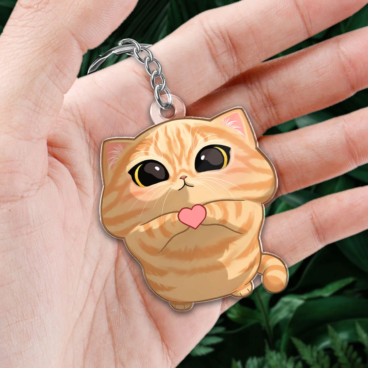 Cute Cartoon Looking Up Cat Gift For Cat Lover Personalized Acrylic Keychain - Image 2