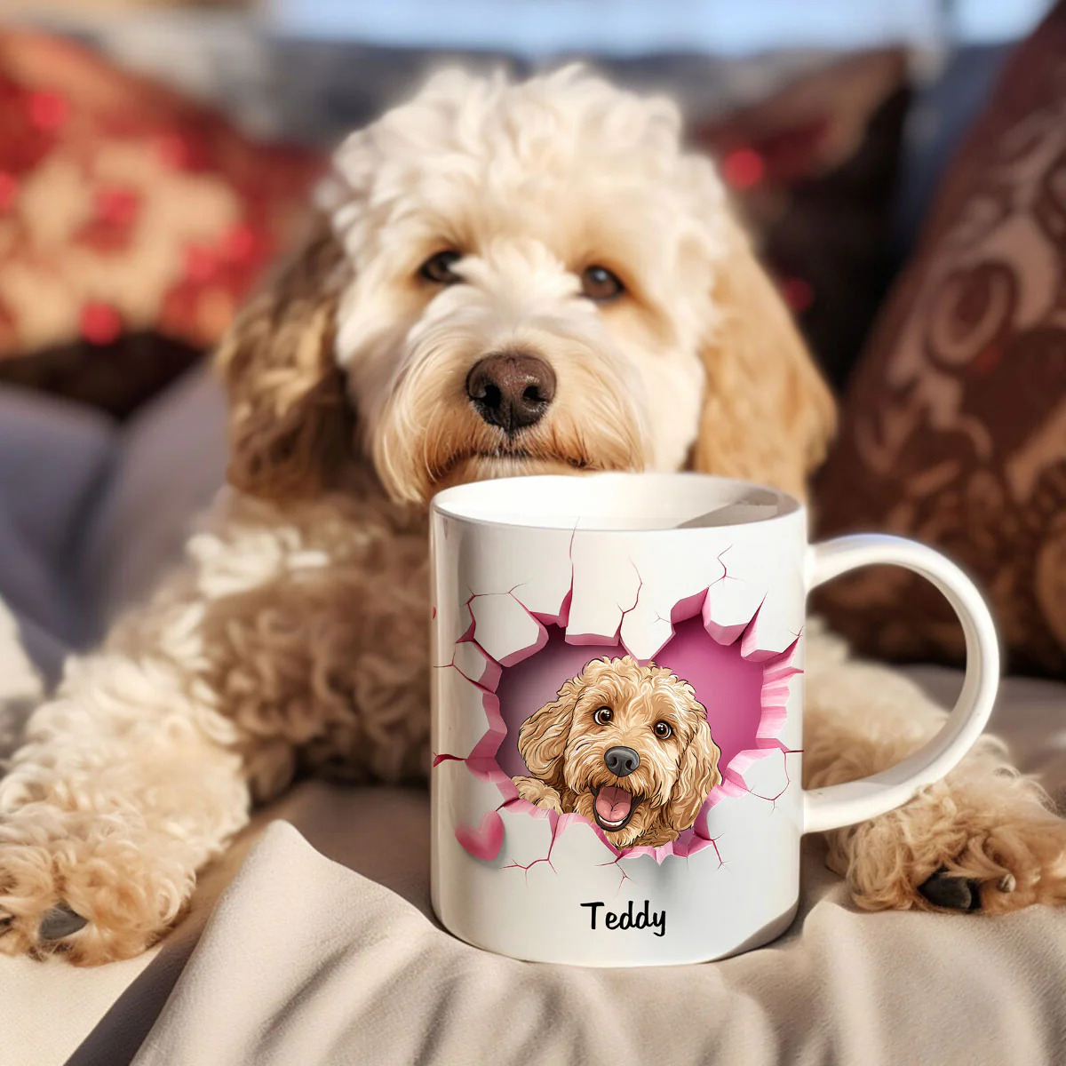 Cute Cartoon Peeking Dog Personalized 3D Effect Mug, Gift for Dog Mom, Dog Dad - Image 2