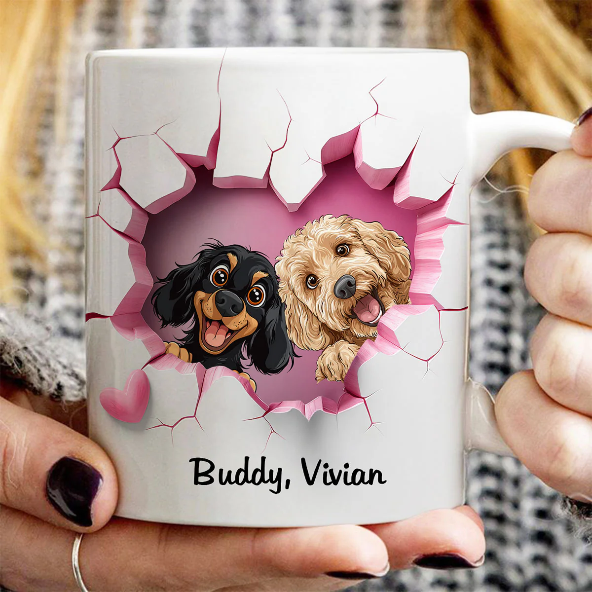 Cute Cartoon Peeking Dog Personalized 3D Effect Mug, Gift for Dog Mom, Dog Dad - Image 3