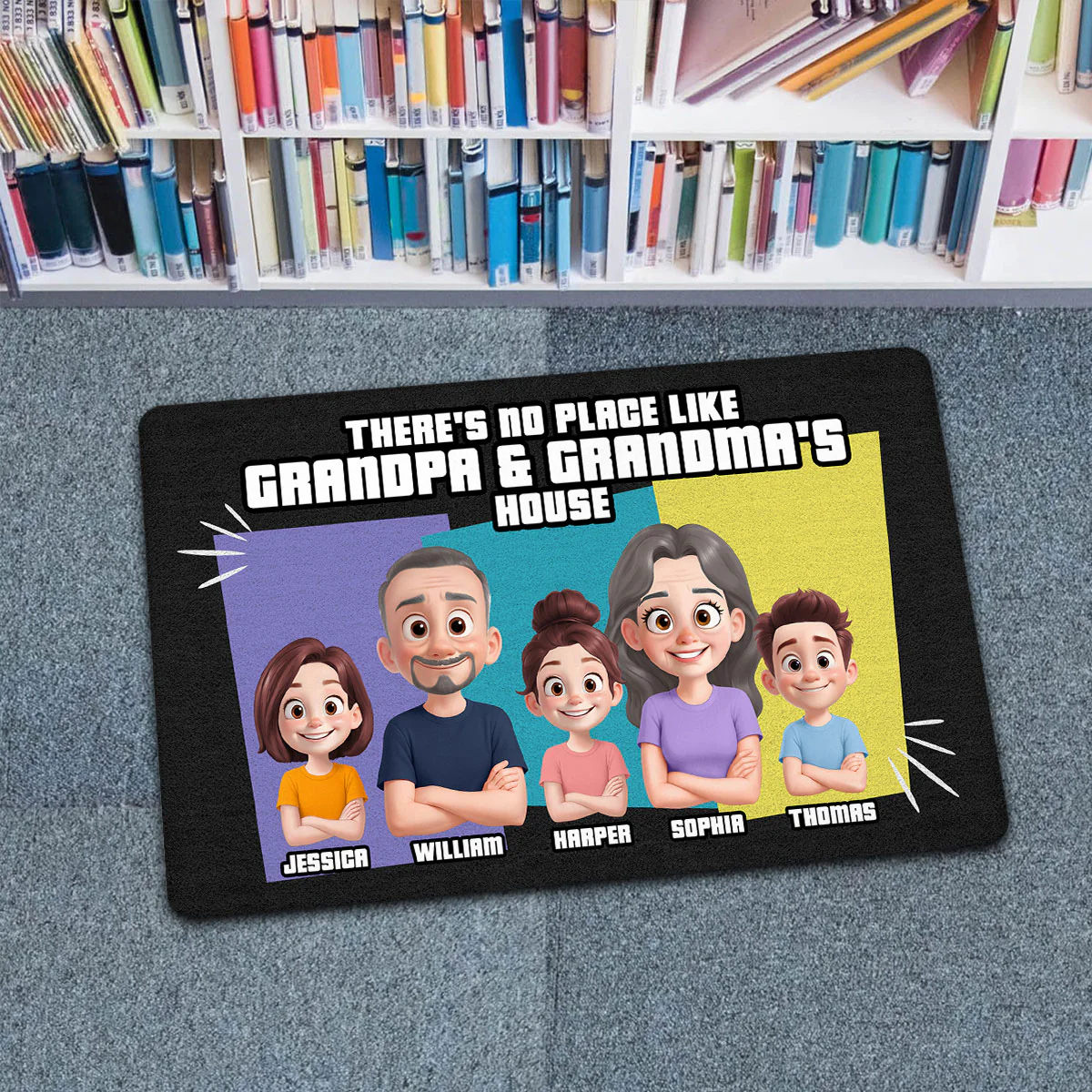 Cute Cartoon There's No Place Like Grandpa Grandma Grandparents House Personalized Doormat - Image 6