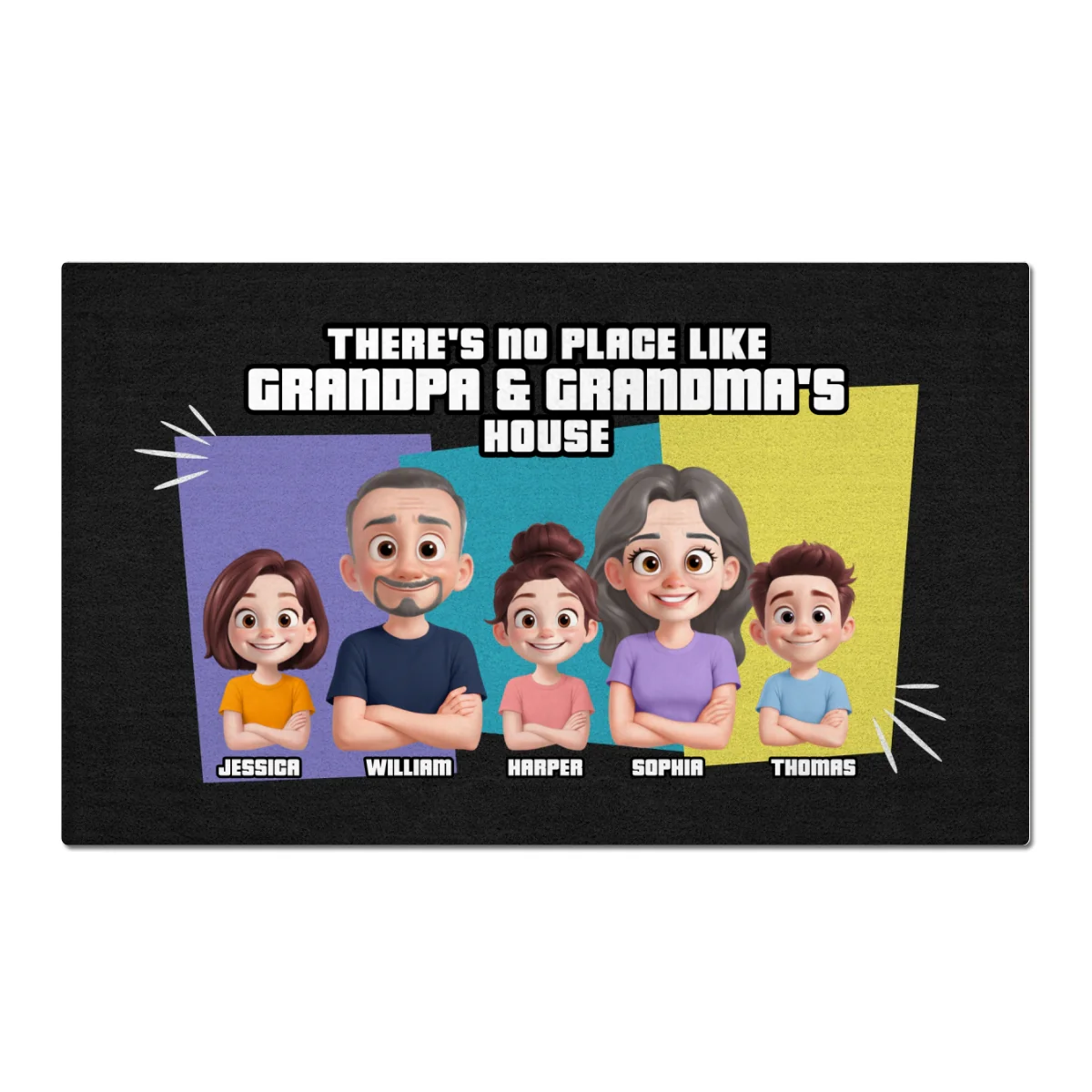 Cute Cartoon There's No Place Like Grandpa Grandma Grandparents House Personalized Doormat - Image 7