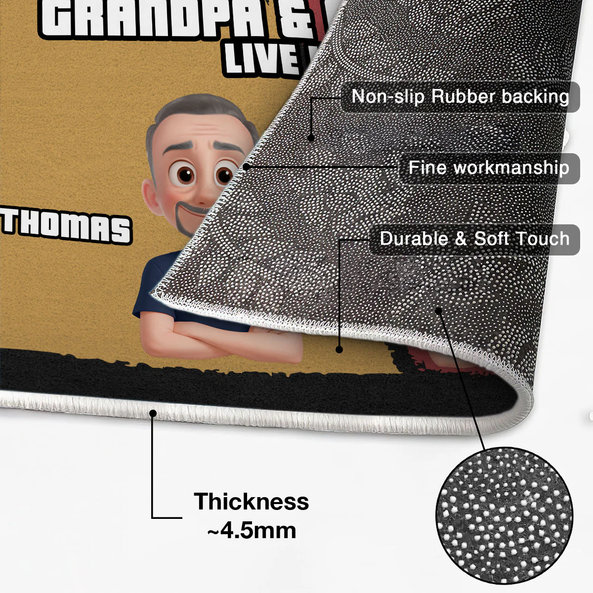 Cute Cartoon World Best Grandpa Grandma Grandparents Live Here Personalized Doormat - Image 4