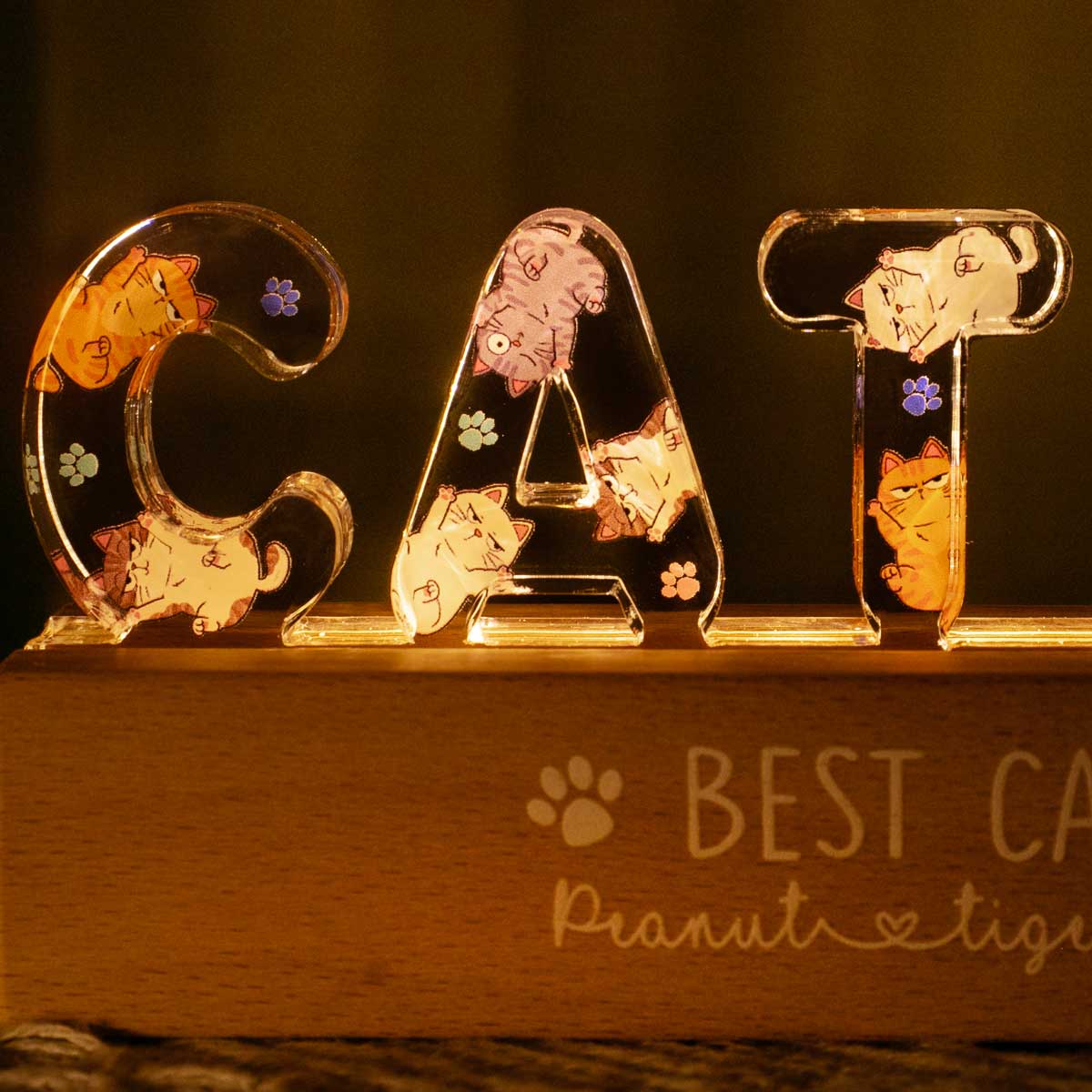 Cute Cat Mom Personalized LED Night Light, Gift For Cat Mom - Image 4