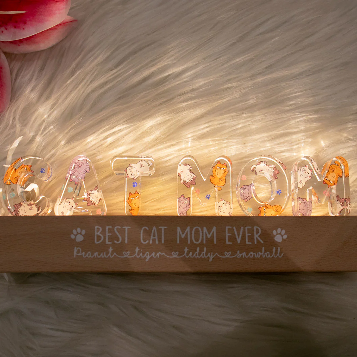 Cute Cat Mom Personalized LED Night Light, Gift For Cat Mom - Image 7