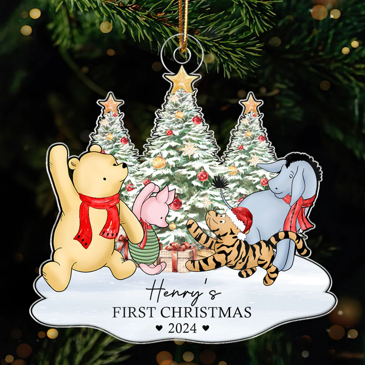 Cute Characters Baby's First Christmas Personalized Acrylic Ornament, Christmas Gift For Newborns, New Parents - Image 3