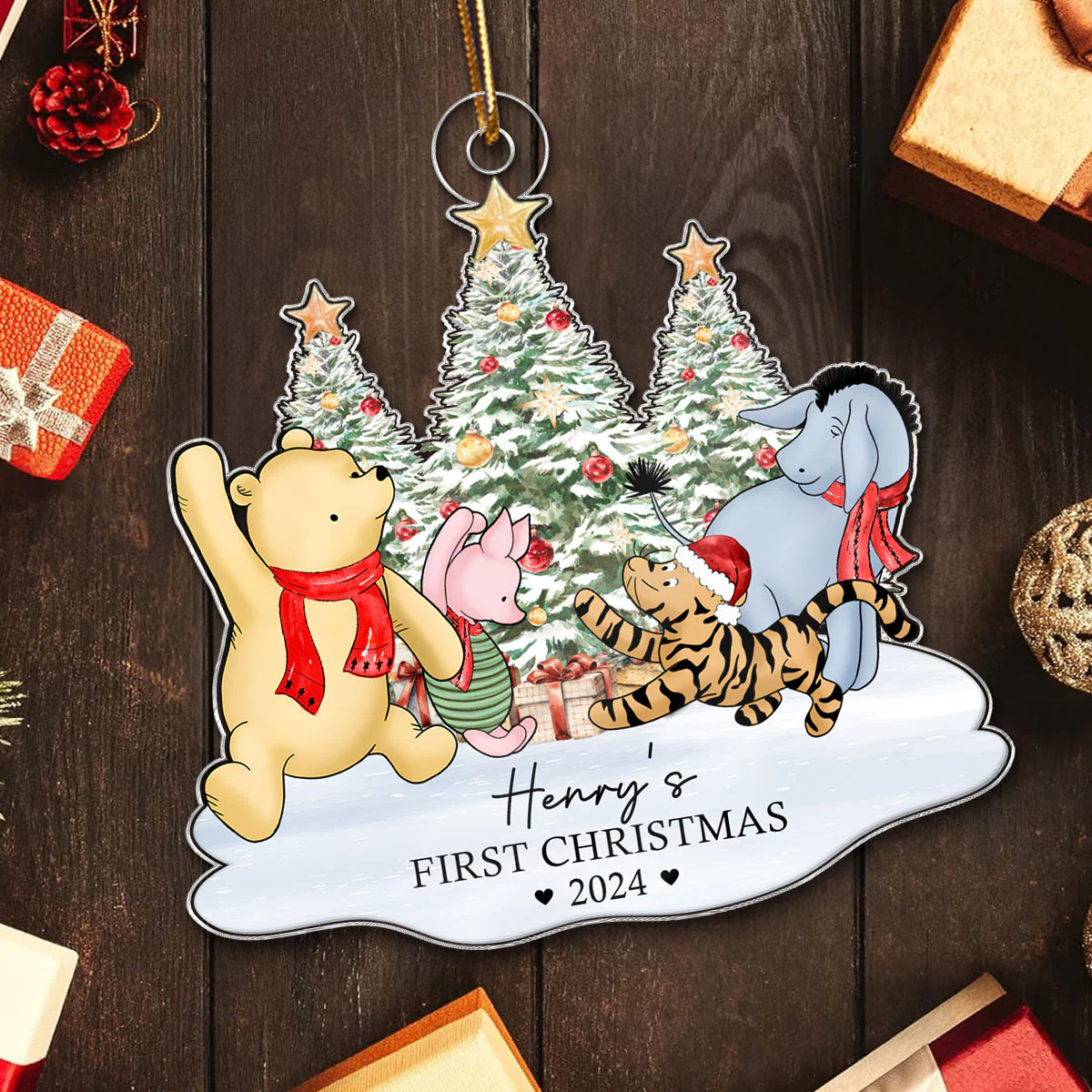 Cute Characters Baby's First Christmas Personalized Acrylic Ornament, Christmas Gift For Newborns, New Parents - Image 5
