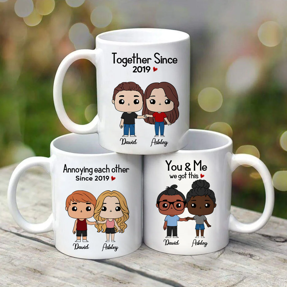 Cute Chibi Couple Together Gift For Him For Her Personalized Mug - Image 3