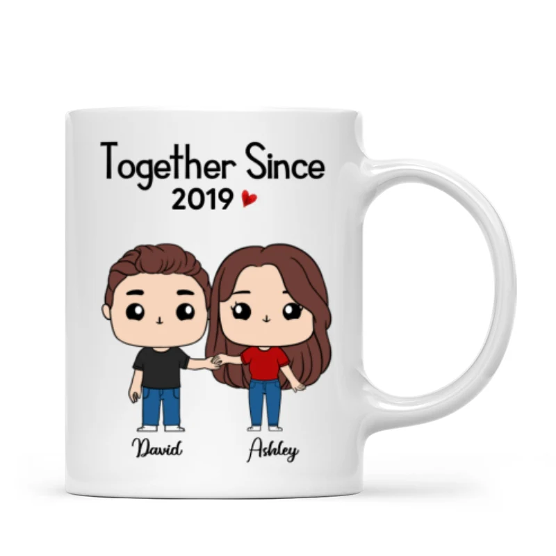 Cute Chibi Couple Together Gift For Him For Her Personalized Mug - Image 4