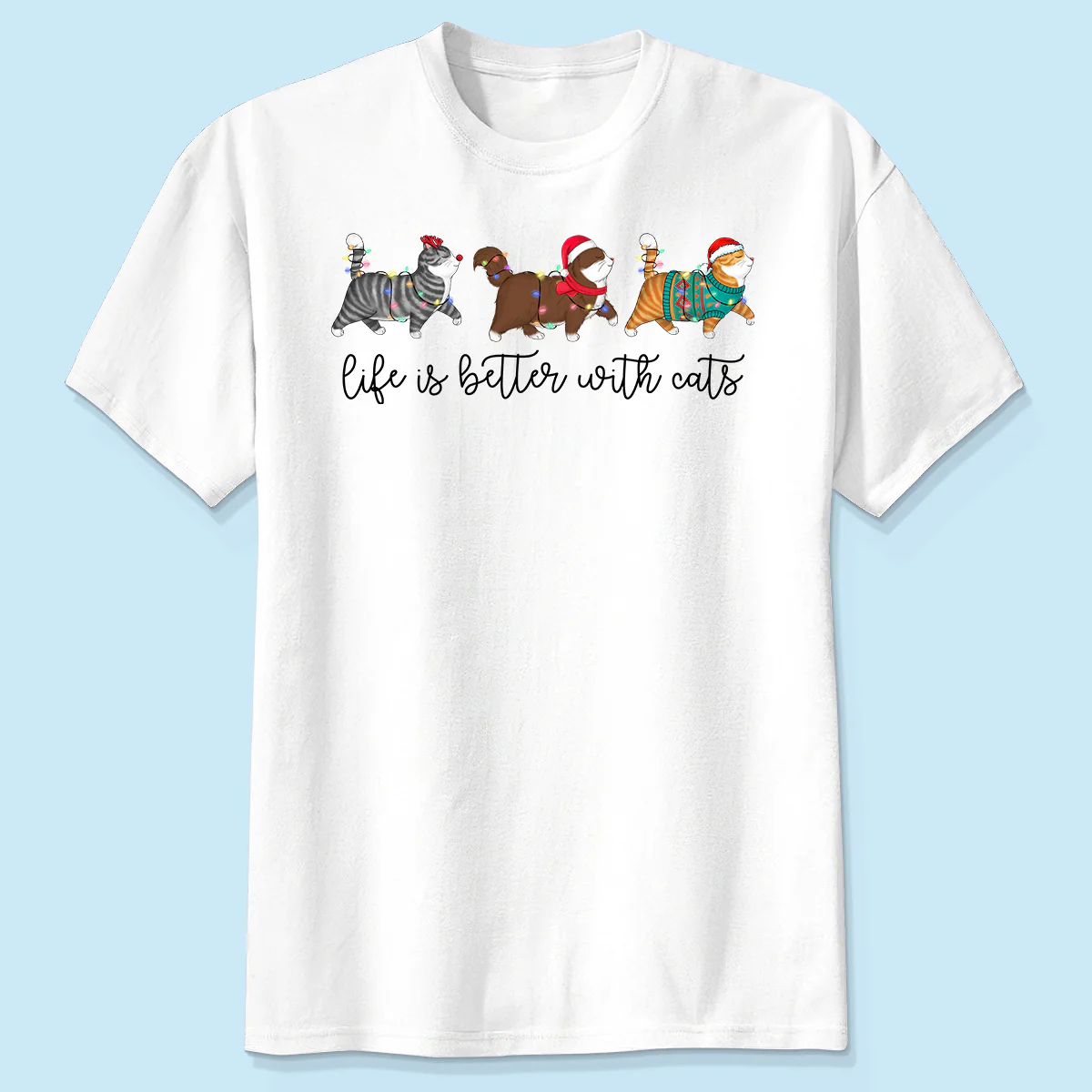 Cute Christmas Walking Cats Personalized Shirt
