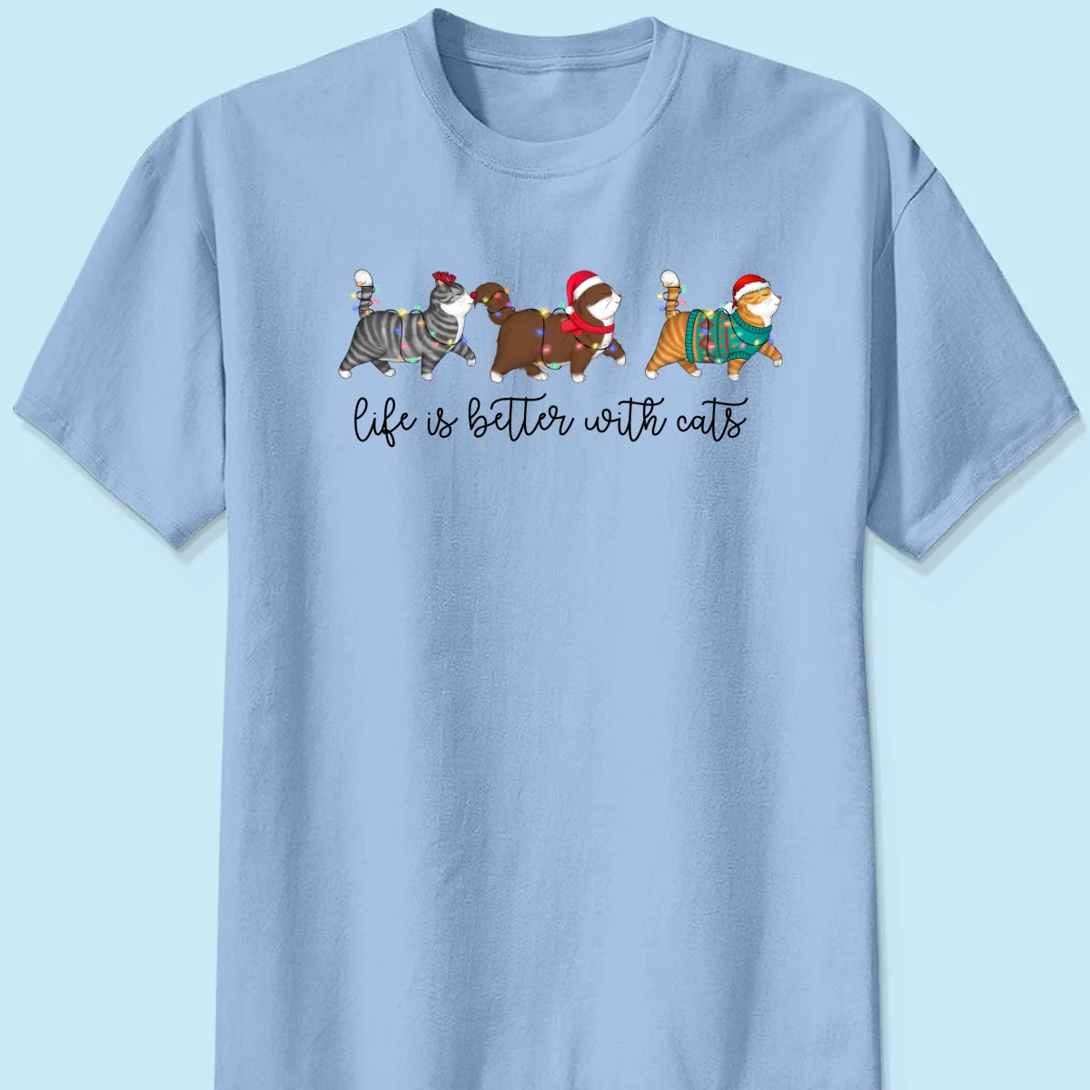 Cute Christmas Walking Cats Personalized Shirt - Image 10
