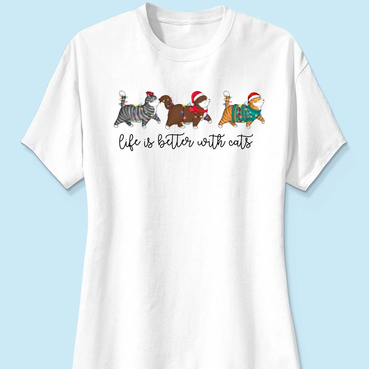 Cute Christmas Walking Cats Personalized Shirt - Image 11