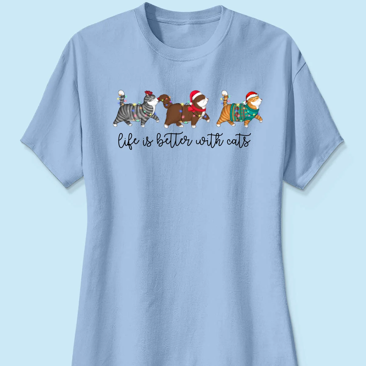 Cute Christmas Walking Cats Personalized Shirt - Image 14