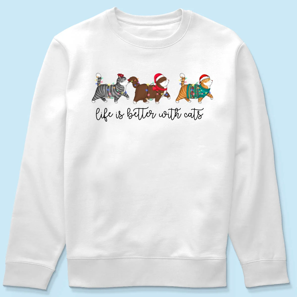 Cute Christmas Walking Cats Personalized Shirt - Image 19