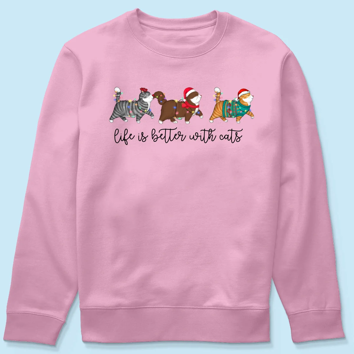 Cute Christmas Walking Cats Personalized Shirt - Image 21