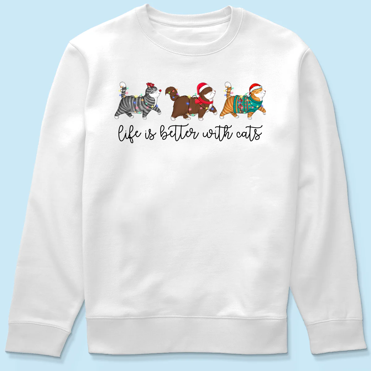 Cute Christmas Walking Cats Personalized Shirt - Image 6