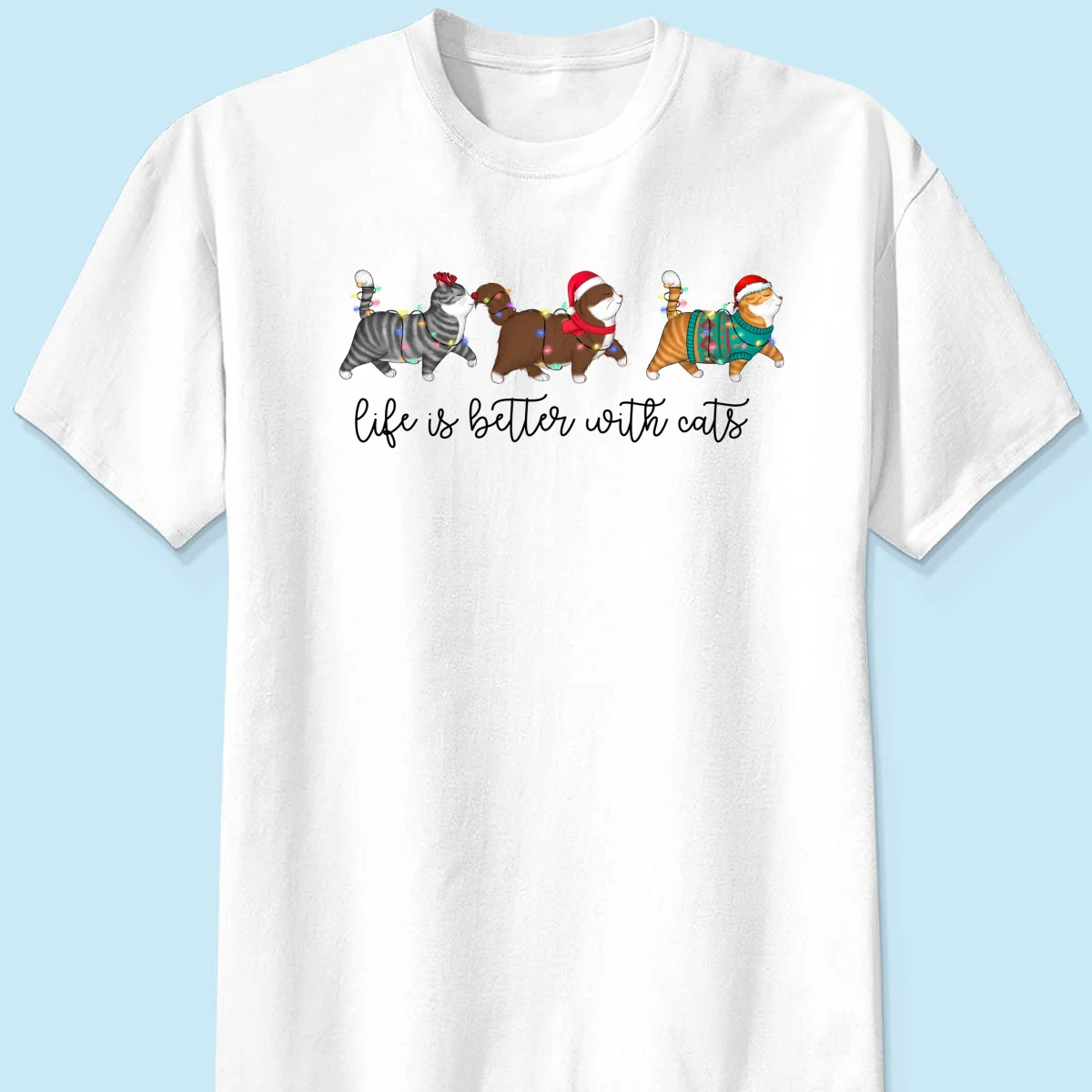 Cute Christmas Walking Cats Personalized Shirt - Image 7