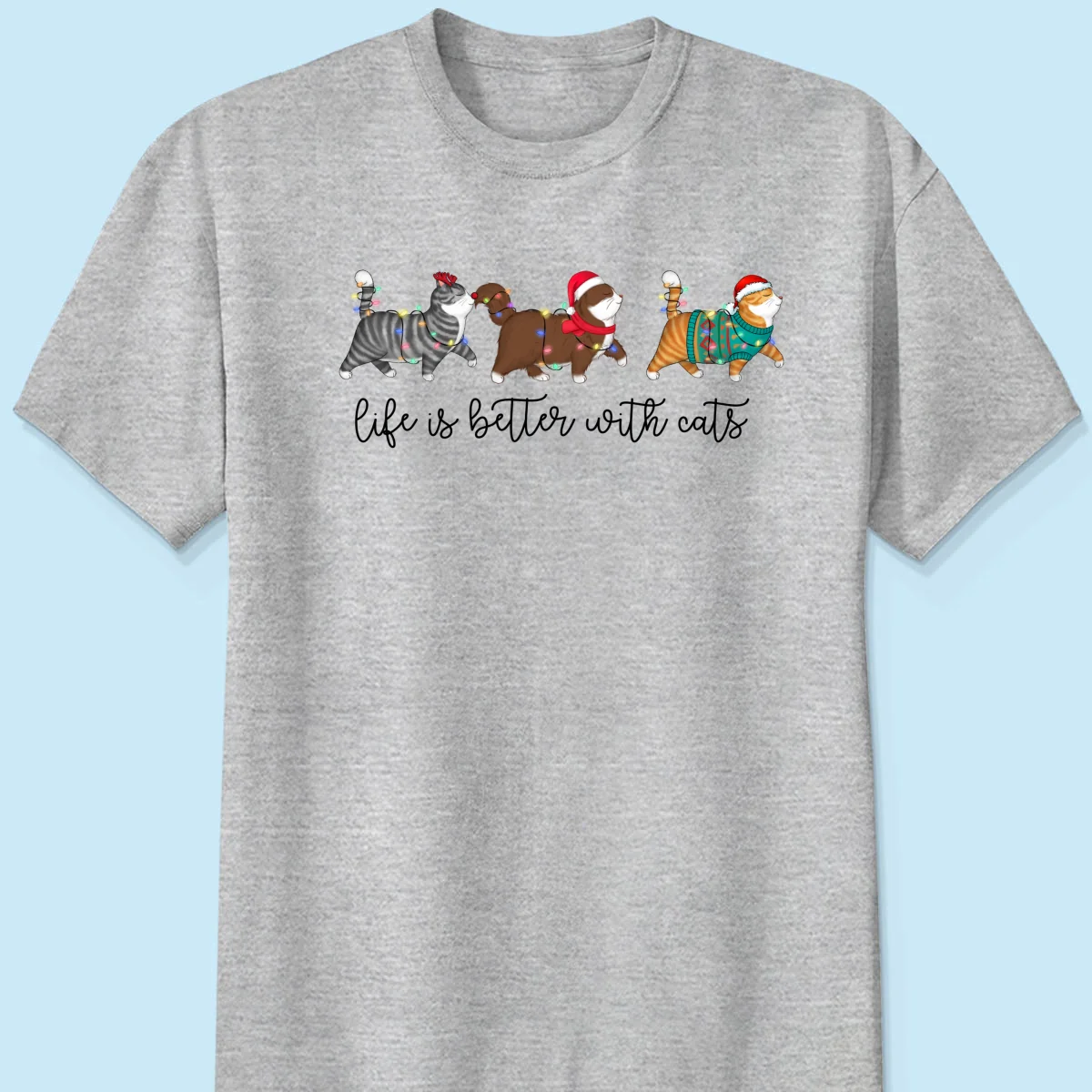 Cute Christmas Walking Cats Personalized Shirt - Image 8