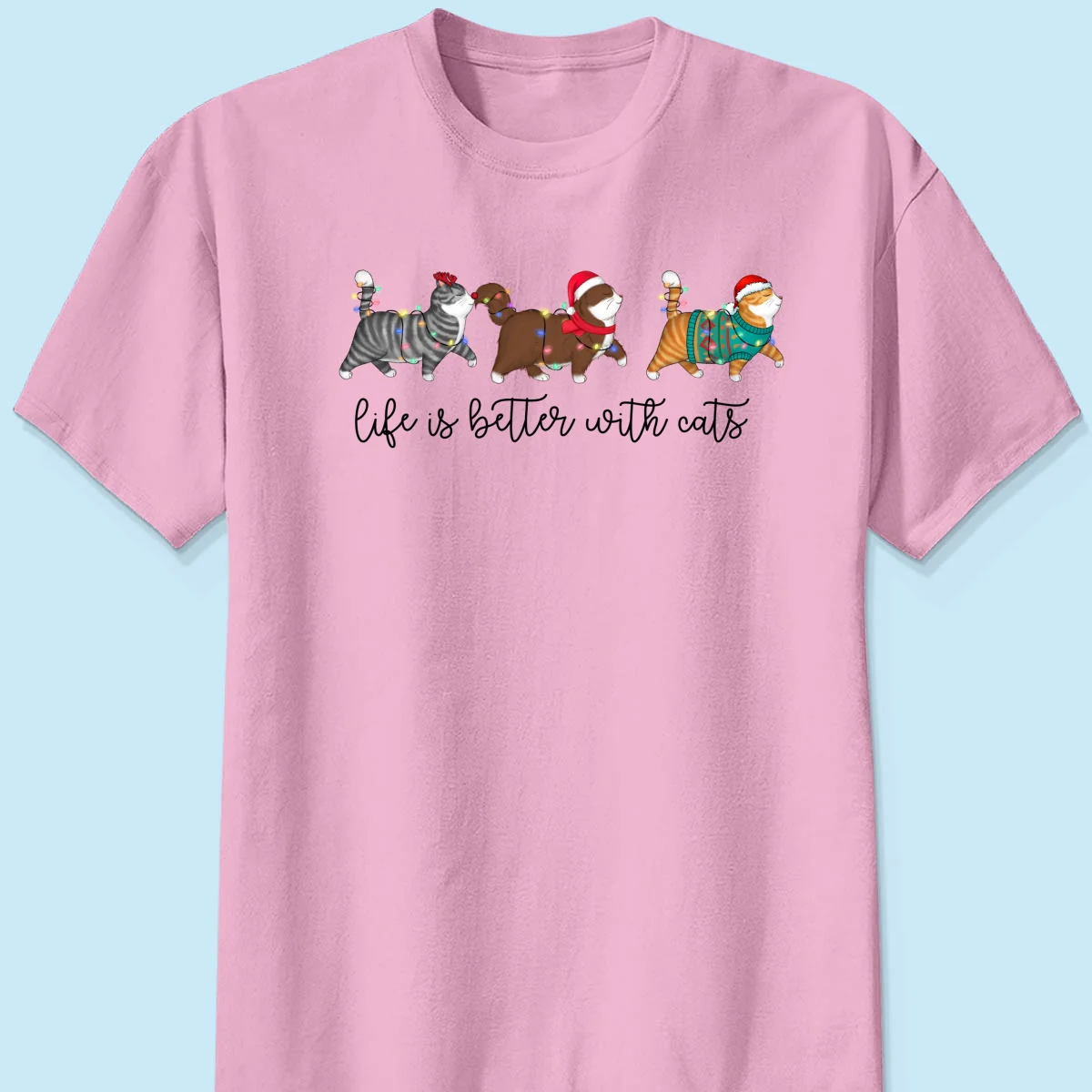 Cute Christmas Walking Cats Personalized Shirt - Image 9