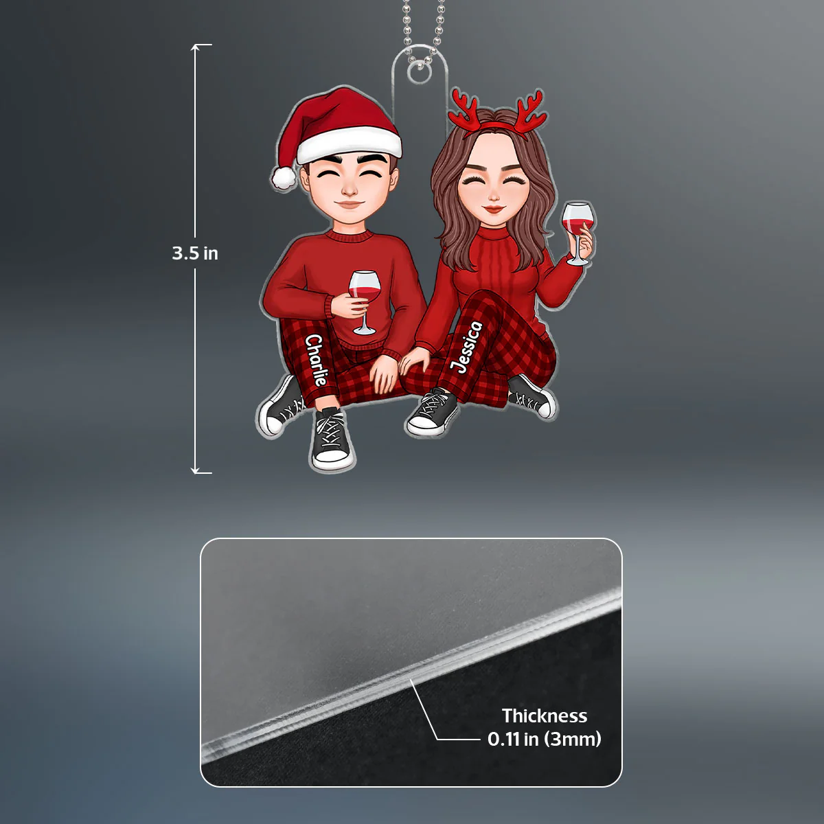 Cute Couple Gift For Him For Her Personalized Acrylic Car Hanger - Image 4