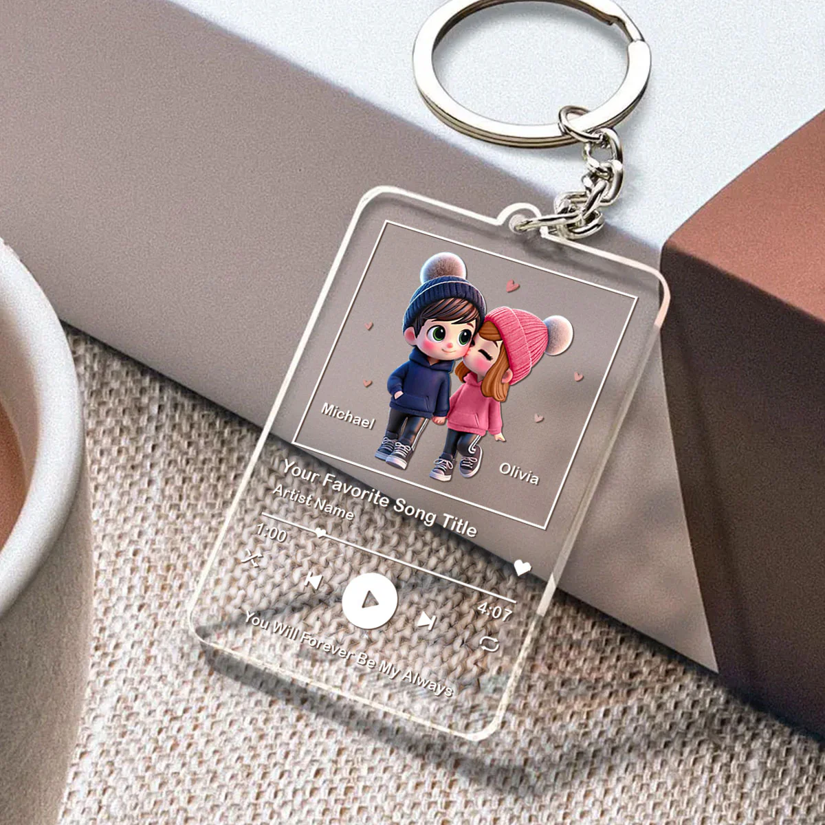Cute Couple, Personalized Song Keychain, Wedding Gifts, Anniversary Gifts, Gifts, Gifts For Couples - Image 4