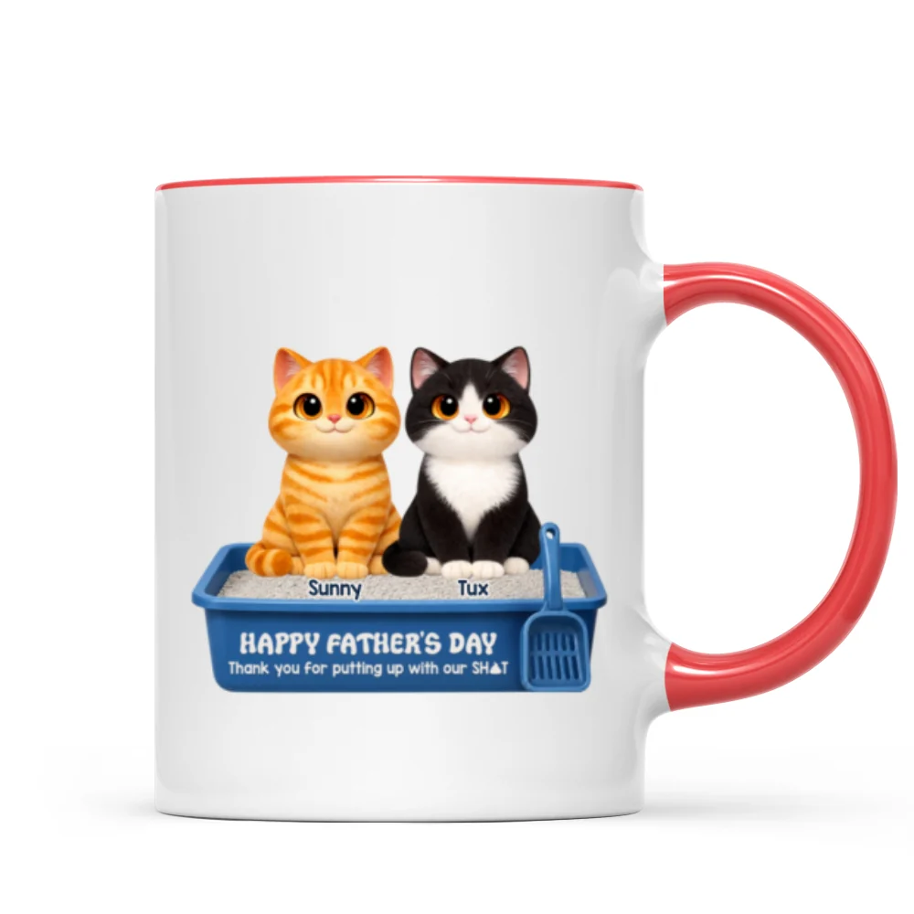 Cute Fluffy Cats Happy Father's Day Thanks For Feeding And Scooping Poo - Personalized Mug - Funny Father's Day Gift For Cat Dad, Cat Lovers - Image 10