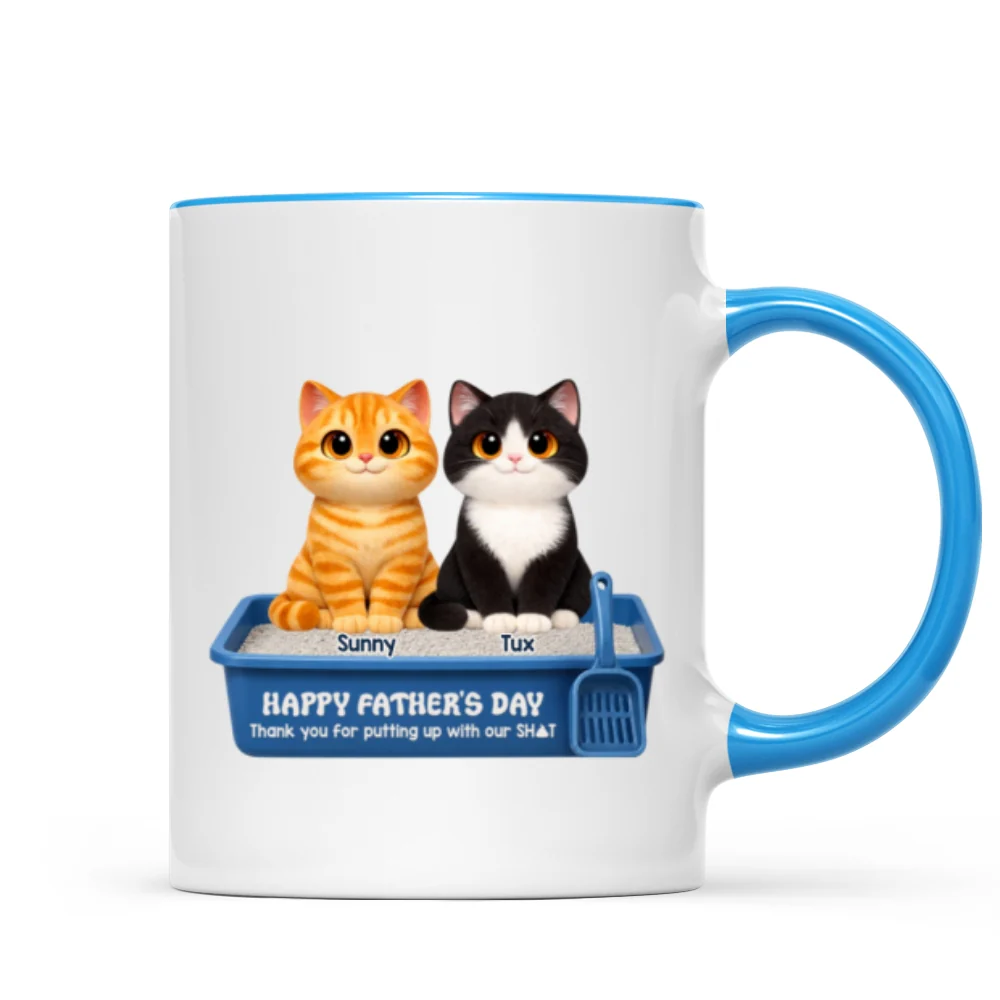Cute Fluffy Cats Happy Father's Day Thanks For Feeding And Scooping Poo - Personalized Mug - Funny Father's Day Gift For Cat Dad, Cat Lovers - Image 11