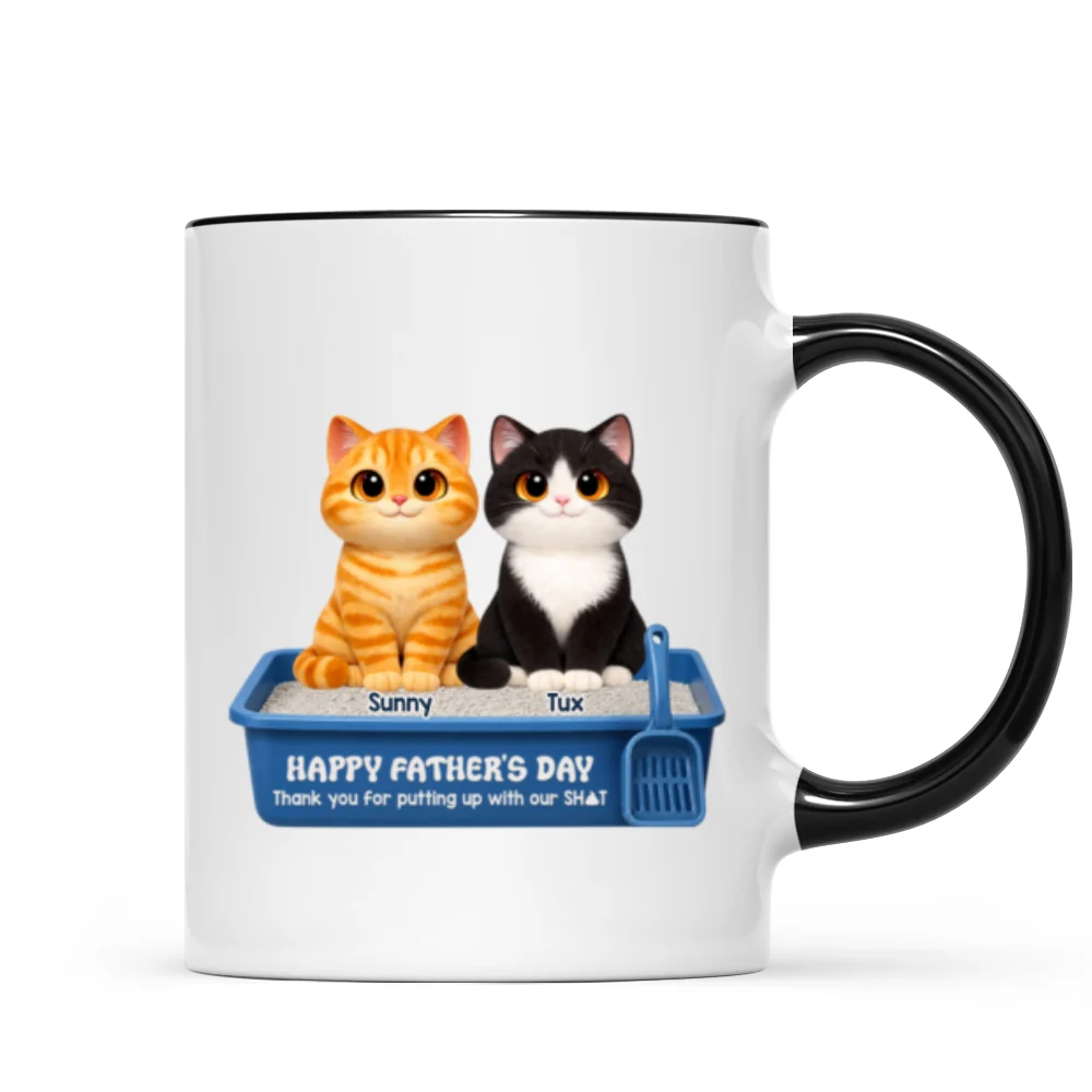 Cute Fluffy Cats Happy Father's Day Thanks For Feeding And Scooping Poo - Personalized Mug - Funny Father's Day Gift For Cat Dad, Cat Lovers - Image 8