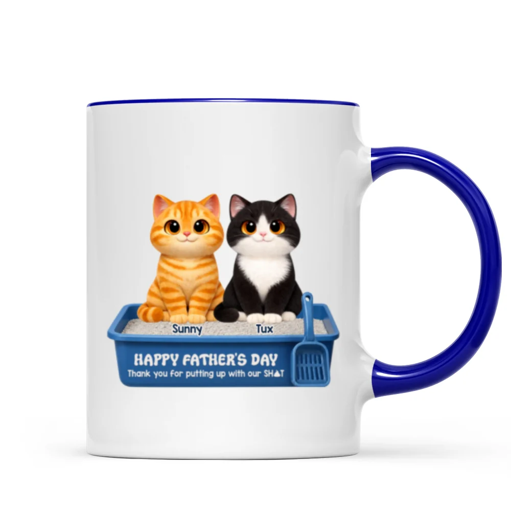 Cute Fluffy Cats Happy Father's Day Thanks For Feeding And Scooping Poo - Personalized Mug - Funny Father's Day Gift For Cat Dad, Cat Lovers - Image 9