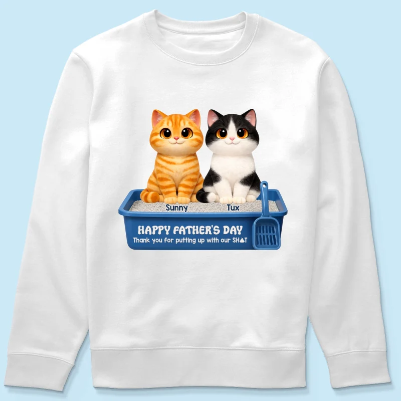 Cute Fluffy Cats Happy Father's Day Thanks For Feeding And Scooping Poo - Personalized Shirt - Funny Father's Day Gift For Cat Dad, Cat Lovers - Image 16