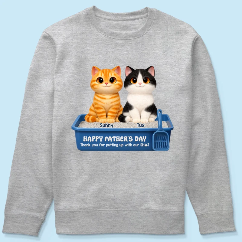 Cute Fluffy Cats Happy Father's Day Thanks For Feeding And Scooping Poo - Personalized Shirt - Funny Father's Day Gift For Cat Dad, Cat Lovers - Image 17