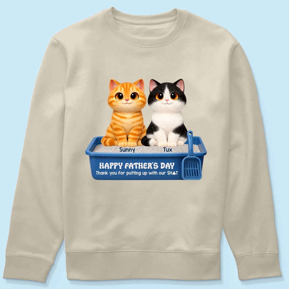 Cute Fluffy Cats Happy Father's Day Thanks For Feeding And Scooping Poo - Personalized Shirt - Funny Father's Day Gift For Cat Dad, Cat Lovers - Image 18