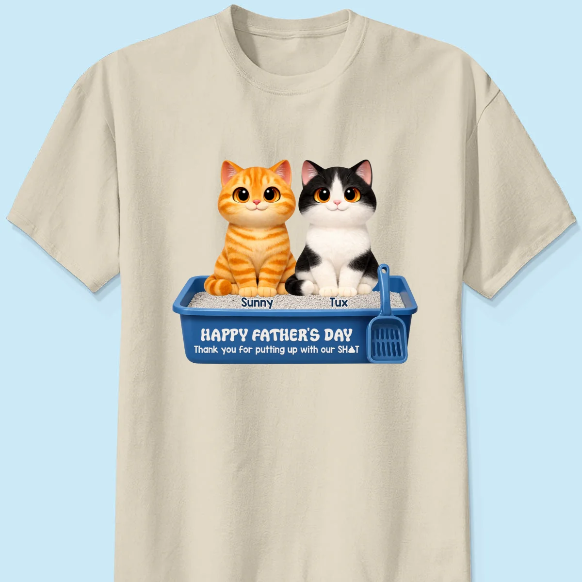 Cute Fluffy Cats Happy Father's Day Thanks For Feeding And Scooping Poo - Personalized Shirt - Funny Father's Day Gift For Cat Dad, Cat Lovers - Image 8