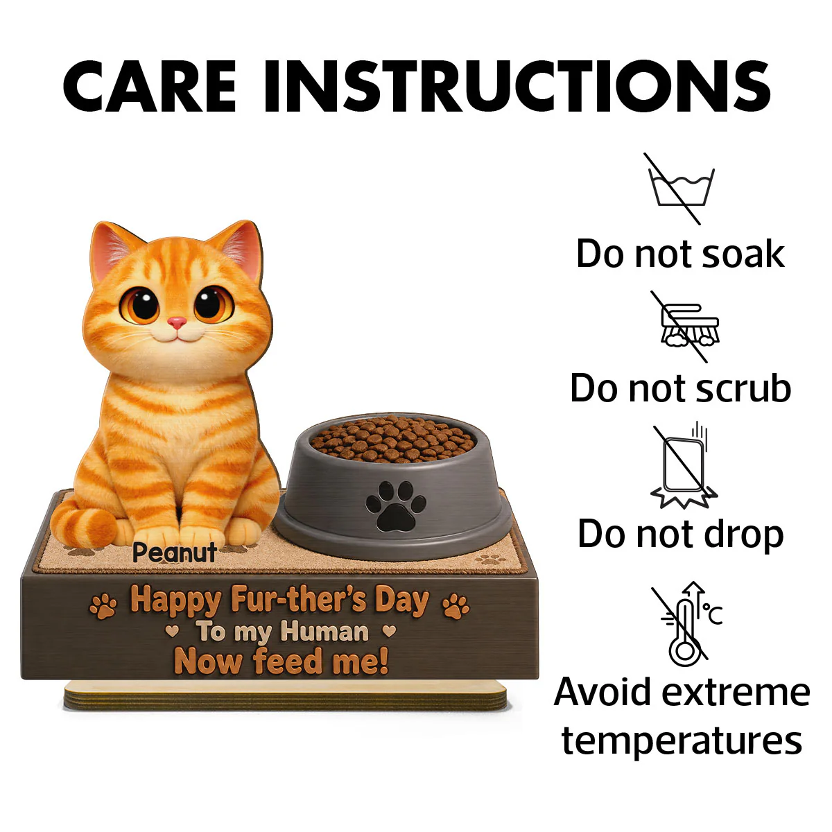 Cute Fluffy Cats Happy Fur-ther's Day Human - Personalized 2-Layered Wooden Plaque - Funny  Gift For Cat Dad, Cat Lovers - Image 7