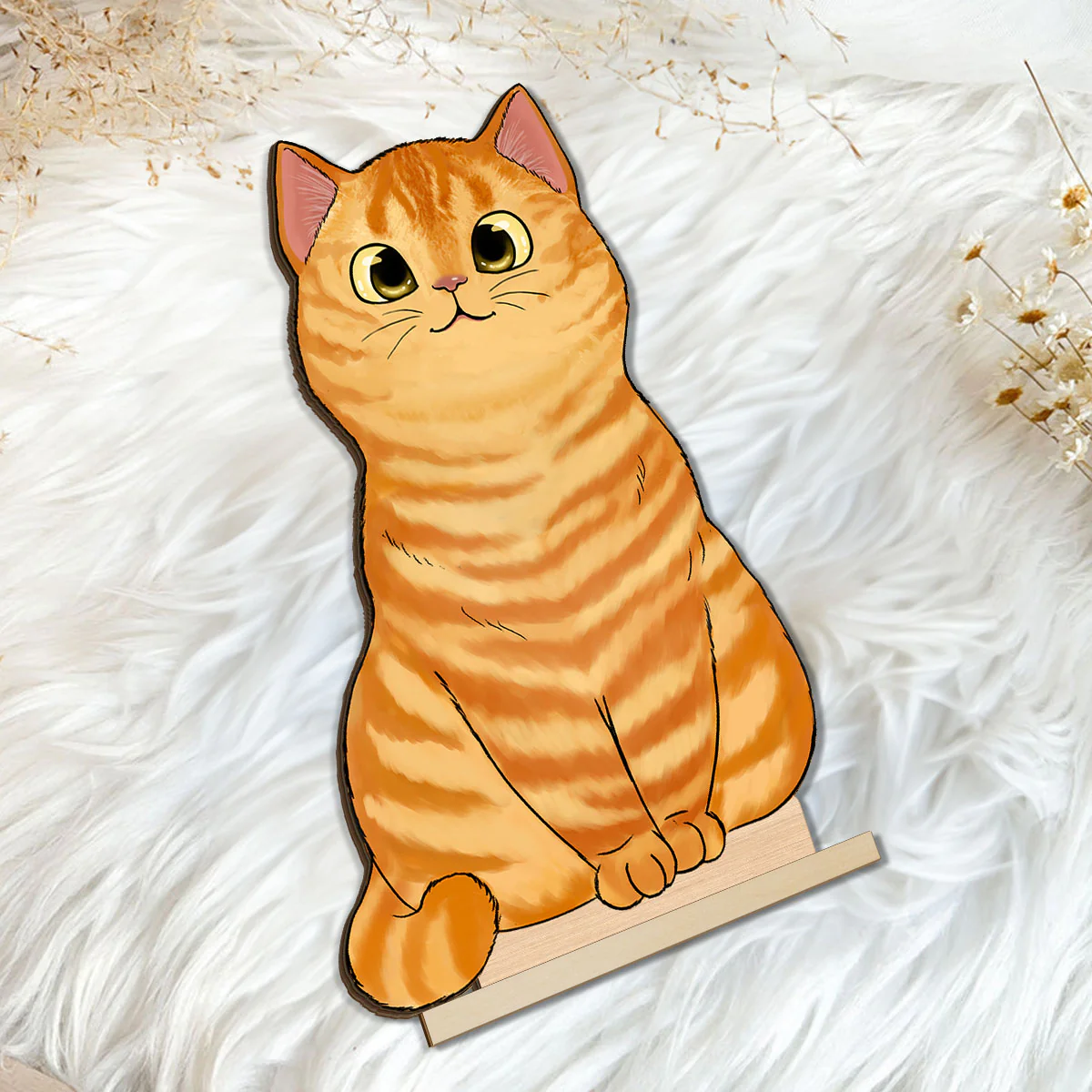 Cute Fluffy Cats Home Decor Gift For Cat Lover Personalized Standing Wooden Plaque - Image 5