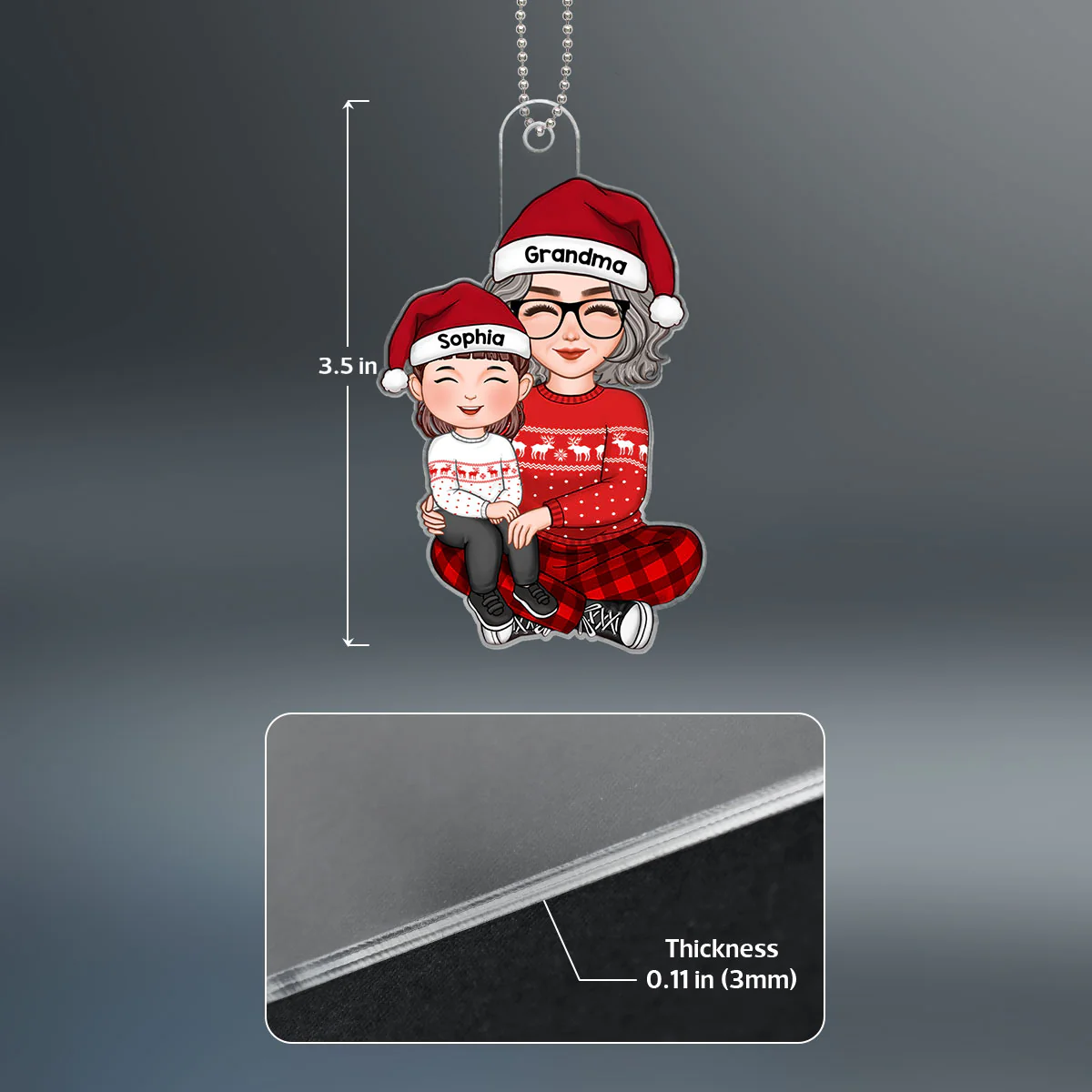 Cute Grandkid Sitting On Grandma Lap Christmas Gift For Granddaughter Grandson Personalized Acrylic Ornament - Image 4