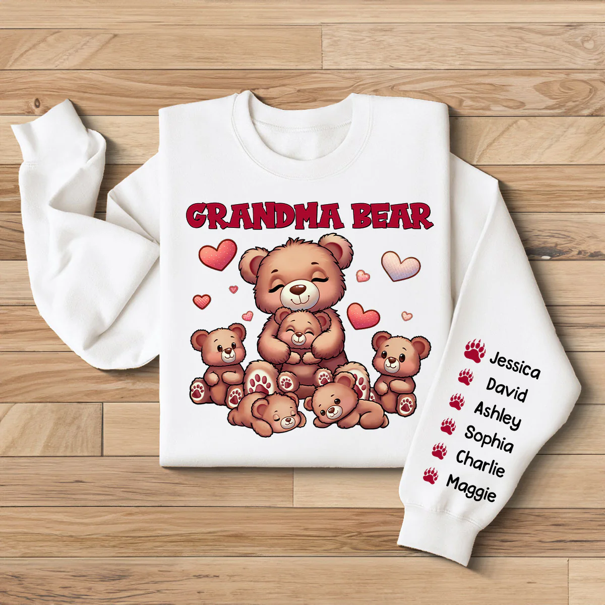 Cute Grandma Bear Mama Bear Personalized Sleeve Printed Sweatshirt - Image 2