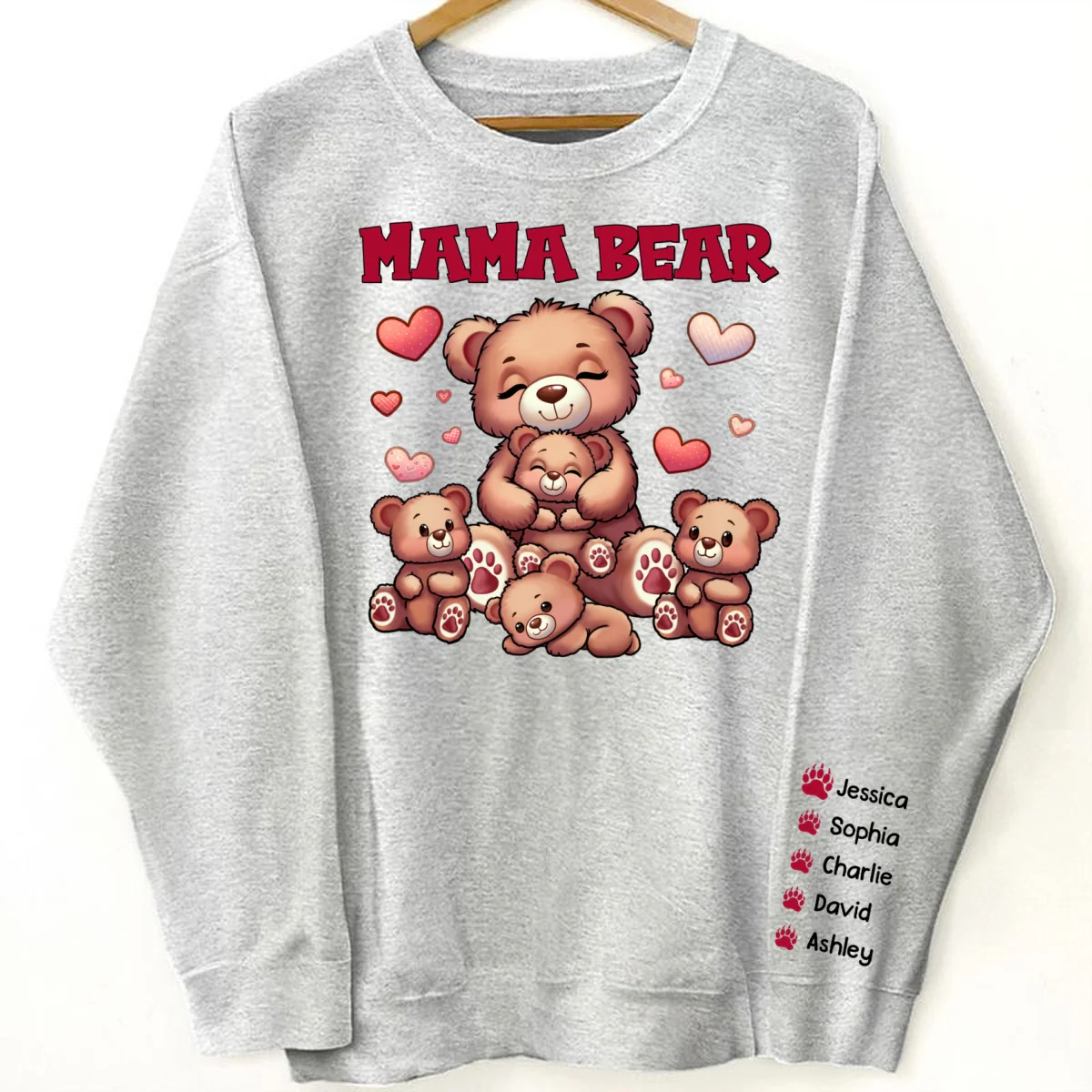 Cute Grandma Bear Mama Bear Personalized Sleeve Printed Sweatshirt - Image 8