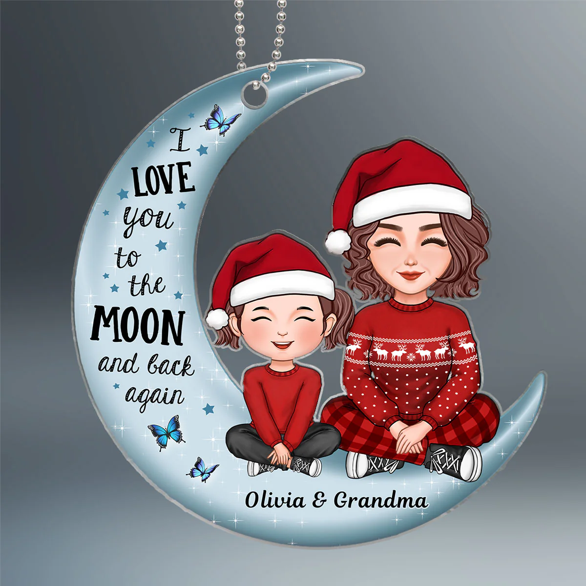 Grandpa Grandma Love You To The Moon And Back - Personalized Acrylic Ornament - Heartwarming Gift For Grandkids - Image 2