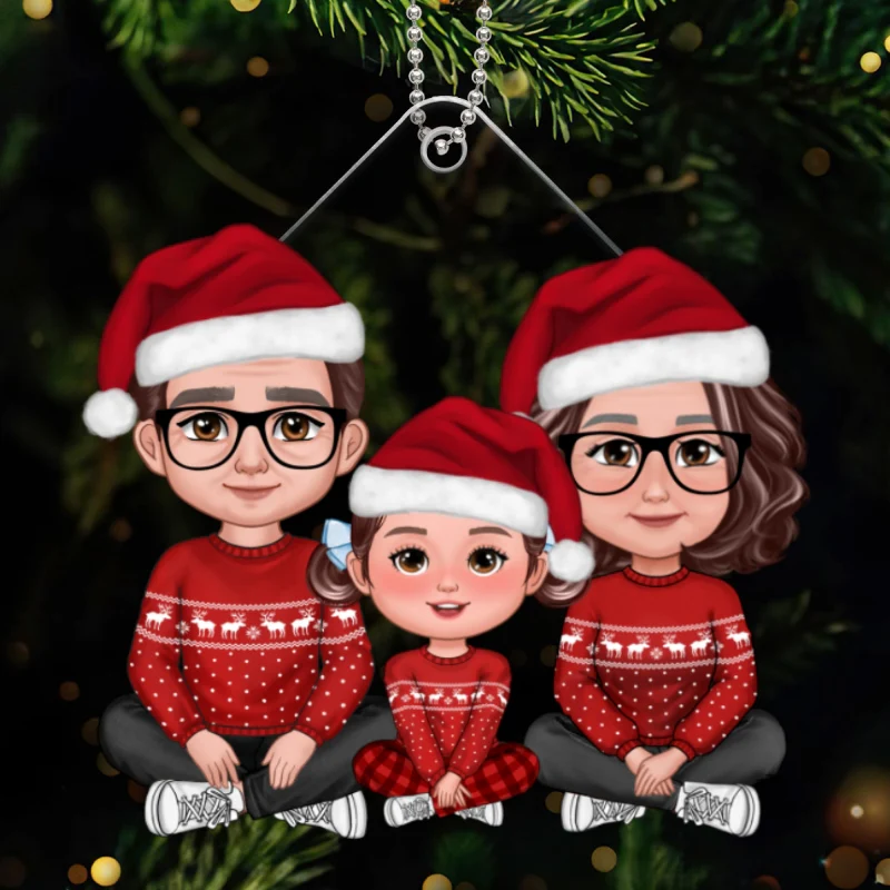 Cute Grandma Grandpa Grandkid Crossed Legs Personalized Acrylic Ornament - Image 5