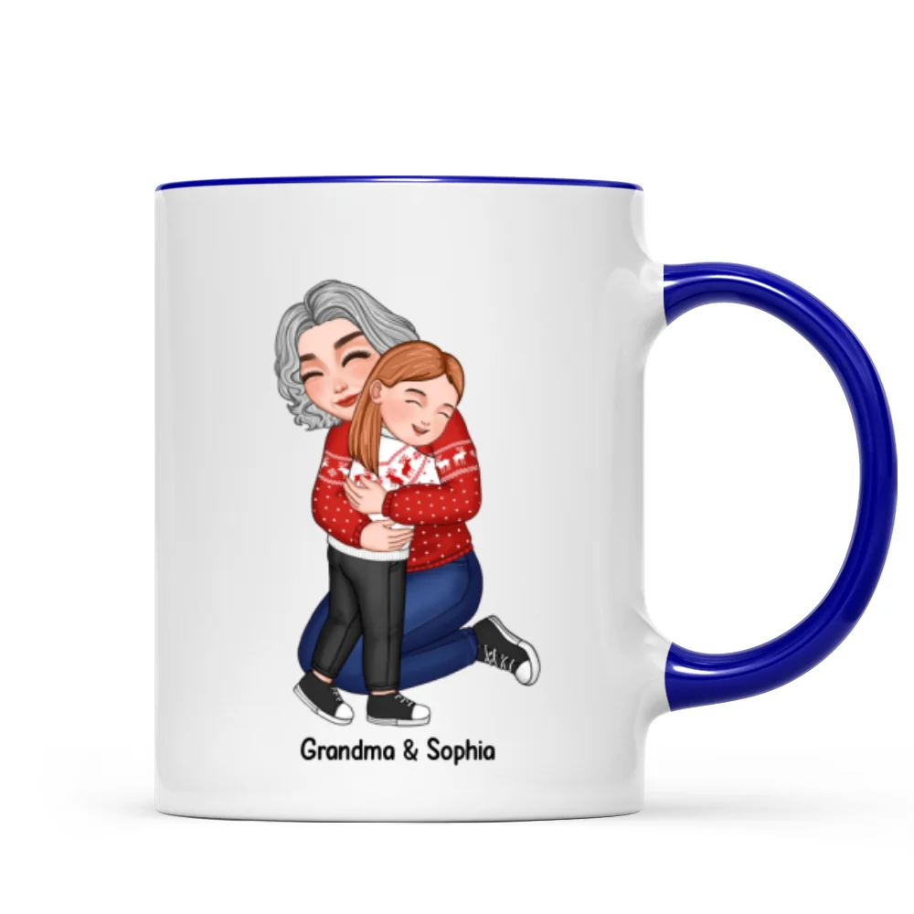 Cute Grandma Hugging GrandKid Christmas Gift For Granddaughter Grandson Personalized Mug - Image 5